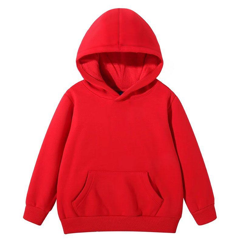 4-14 Years Kids Solid Color Hooded Pullover Long Sleeve Coat