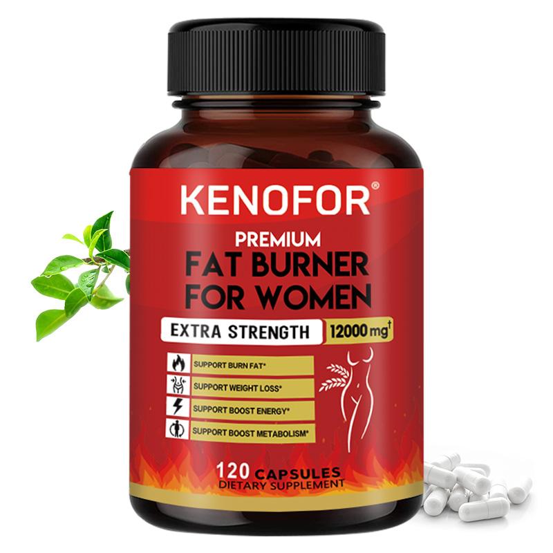 Kenofor Fettverbrenner für Frauen Nahrungsergänzungsmittel, Extra Stärke 12000mg, Grüner Tee, Garcinia Cambogia, 120 Kapseln