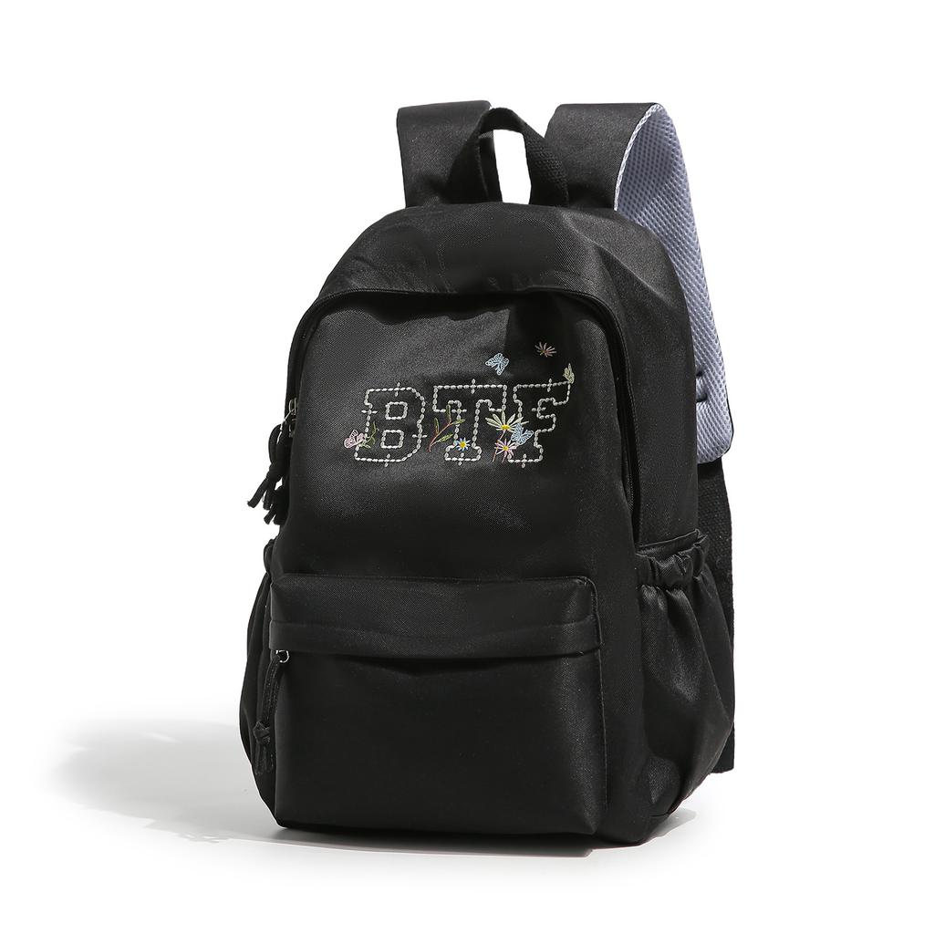 Schoolbag New Embroidered Backpack Female Students Large Capacity Simple Versatile School Bag Junior High School Student Backpack Lightweight