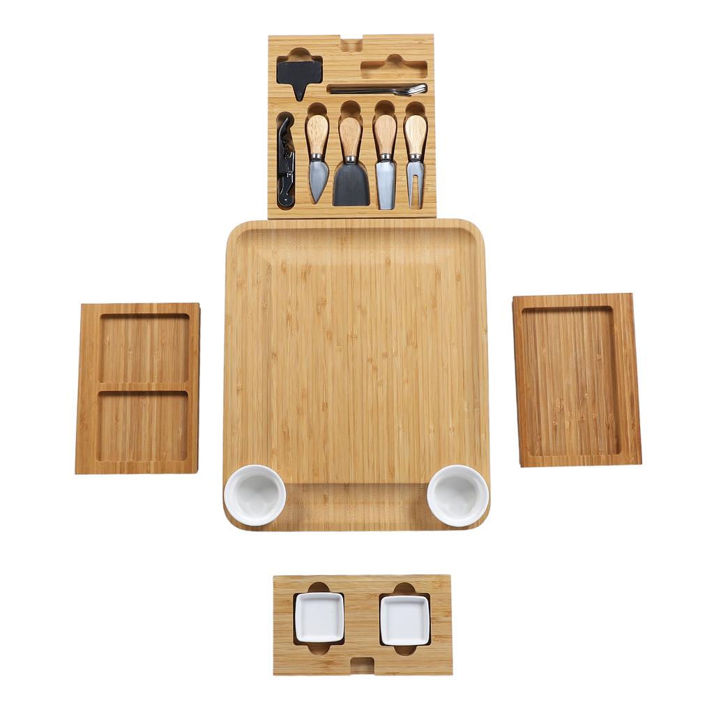 Sada prkénka na uzeniny Bambusoideae Servírovací tác Podnos na sýr se 4 zásuvkami na narozeniny svatbu