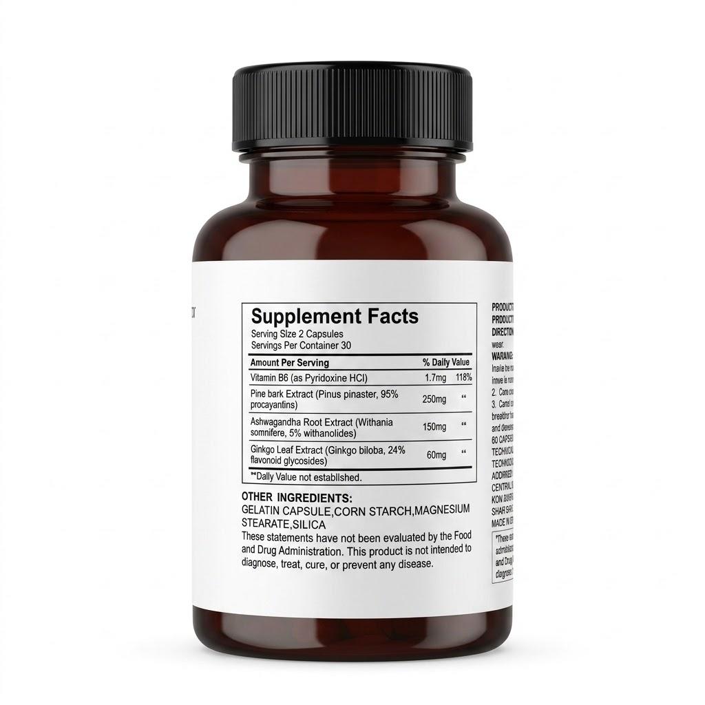 Harmony Balance – Kräuter-Nahrungsergänzungsmittel für innere Harmonie & Vitalität – Kiefernrinde, Ashwagandha & Ginkgo für natürliche Stress- & Stimmungsunterstützung (60 Kapseln)