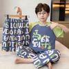 Cotton 3-Piece Pajama Set Boys Lightweight Short Sleeve Sleepwear Cartoon Print Home Wear Ages 8