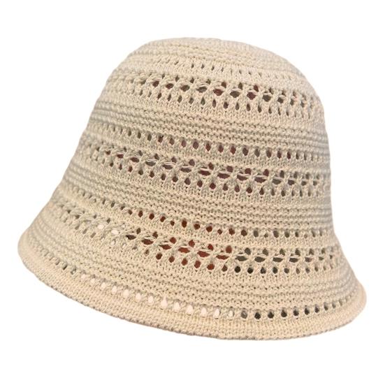 Basin Hat Hand-Crocheted Hollow Design Fisherman Hat Short Brim UV Protection Summer Travel Hat Headwear
