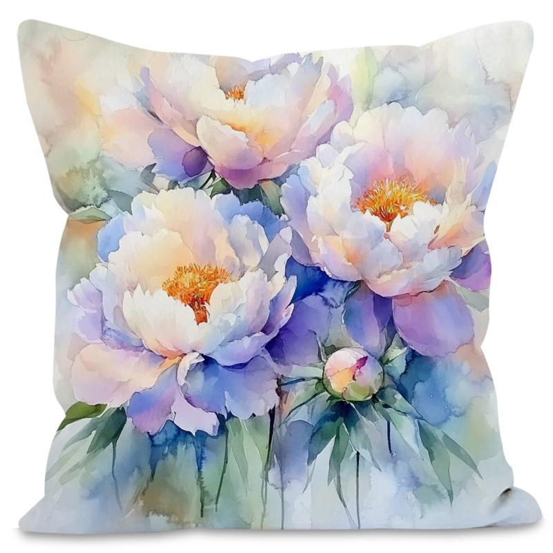 Китайский стиль акварельный цветочный принт домашний декор наволочка спальня гостиная диван украшение полиэстер чехол для подушки 45x45cm