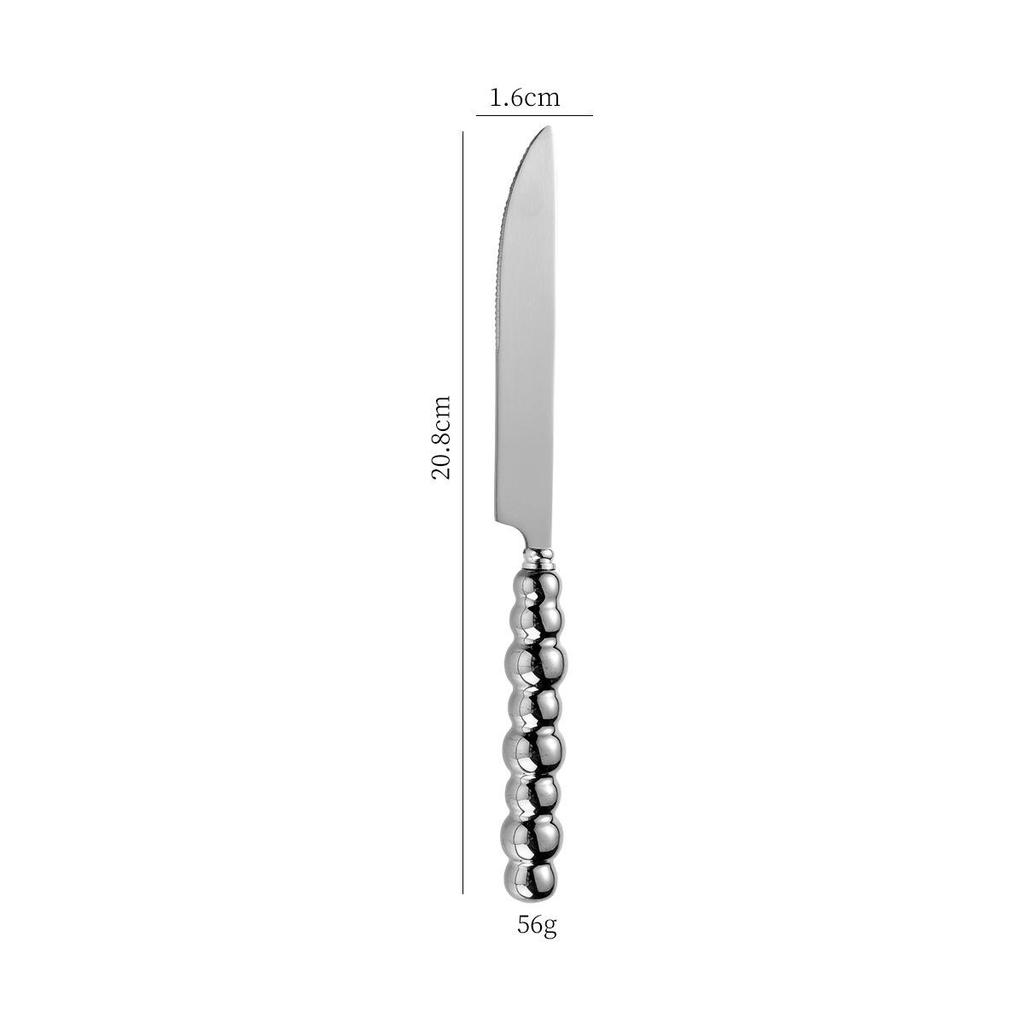 Norse Luxe Ceramic Pearl Cutlery Set: Fork, Knife & Spoon in Elegant Stainless Steel