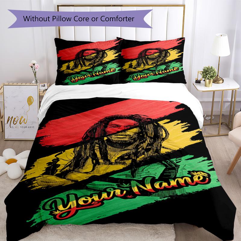 Bob Marley Individueller Text Bettbezug-Set Design zur Dekoration des Zimmers Maschinenwaschbar Heimdekoration Am besten für Weihnachten