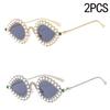Diamond Studded Small Frame Cat Eye Y2k Sunglasses High-end Luxury Ball Metal Sunglasses Retro New Peacock Glasses 81064