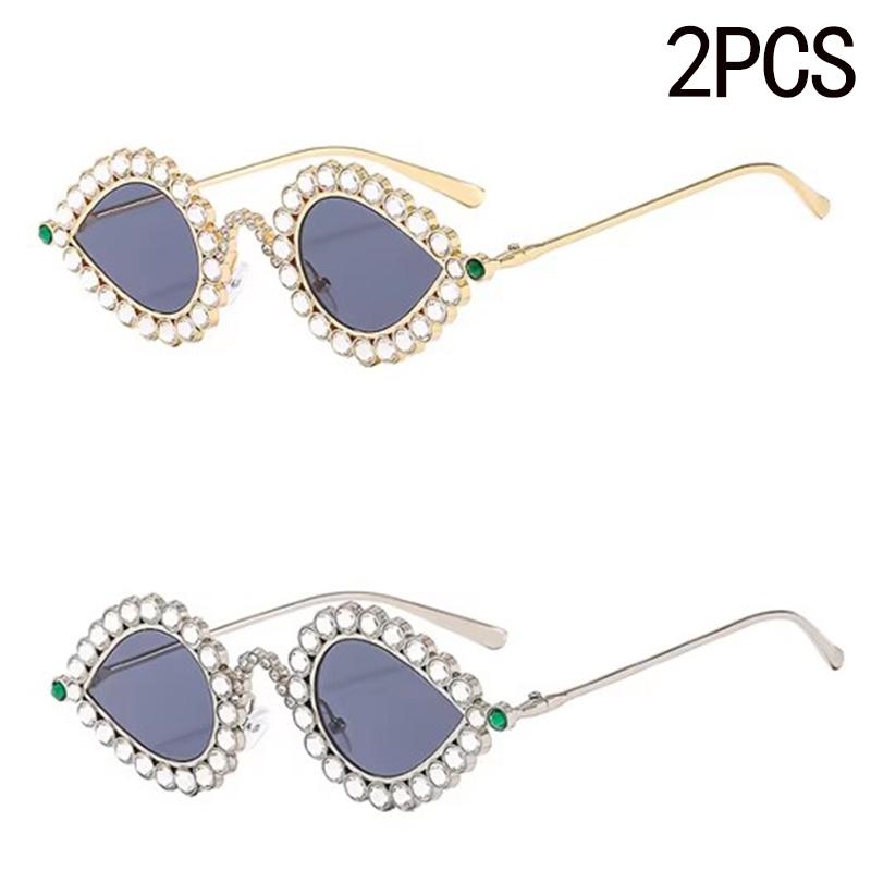 Diamond Studded Small Frame Cat Eye Y2k Sunglasses High-end Luxury Ball Metal Sunglasses Retro New Peacock Glasses 81064