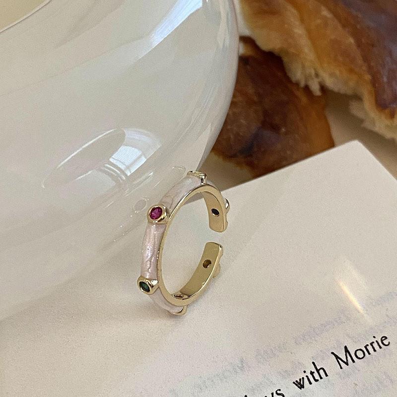 Adjustable Trendy Copper Ring For Women With Chic Geometric Style Colors And