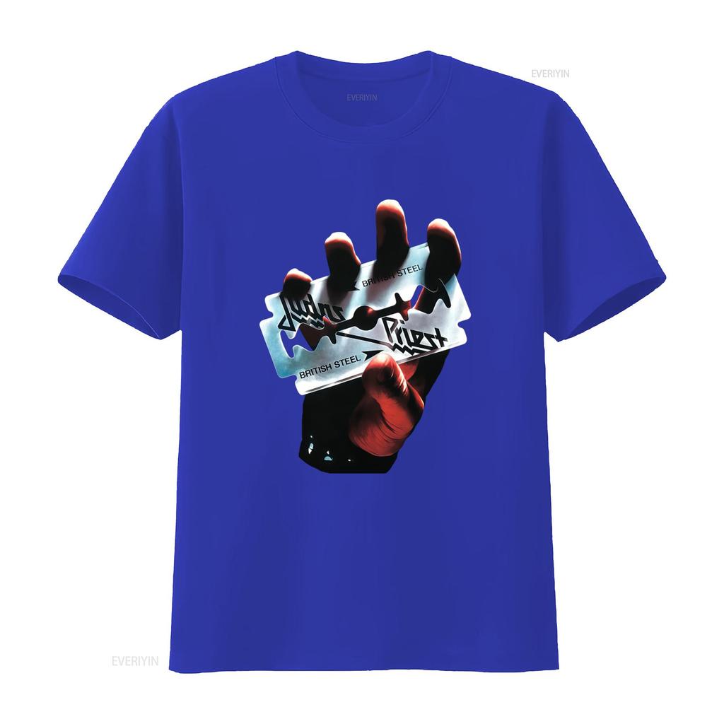 Judas Priest British Steel Unisexs Slim Fit 2xl T Shirt Global New Vintage Top For Everyday Wear Casual Soft