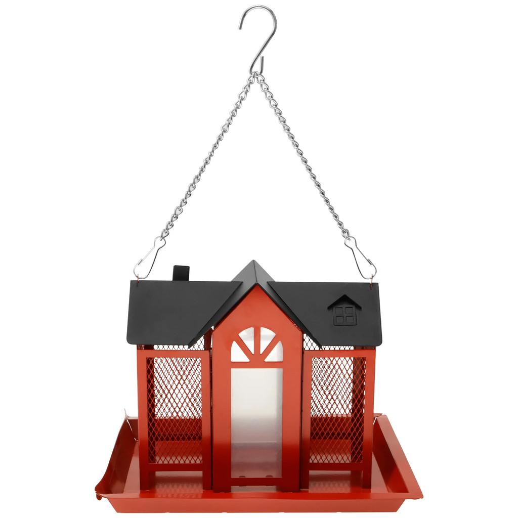 Metal Hanging Wild Bird Feeder Waterproof Outdoor Hang House Type Large Capacity Garden Decor Backyard Wildlife Birding