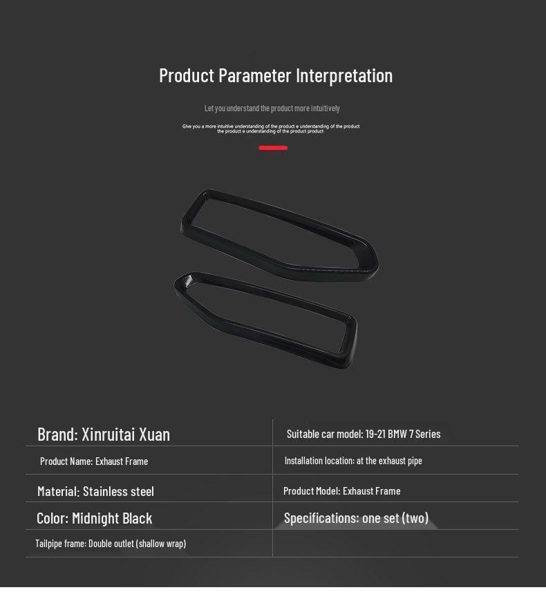 BMW 7er (2019-2021) Doppelrohr Schwarz Edelstahl Auspuff Endrohr Abdeckung