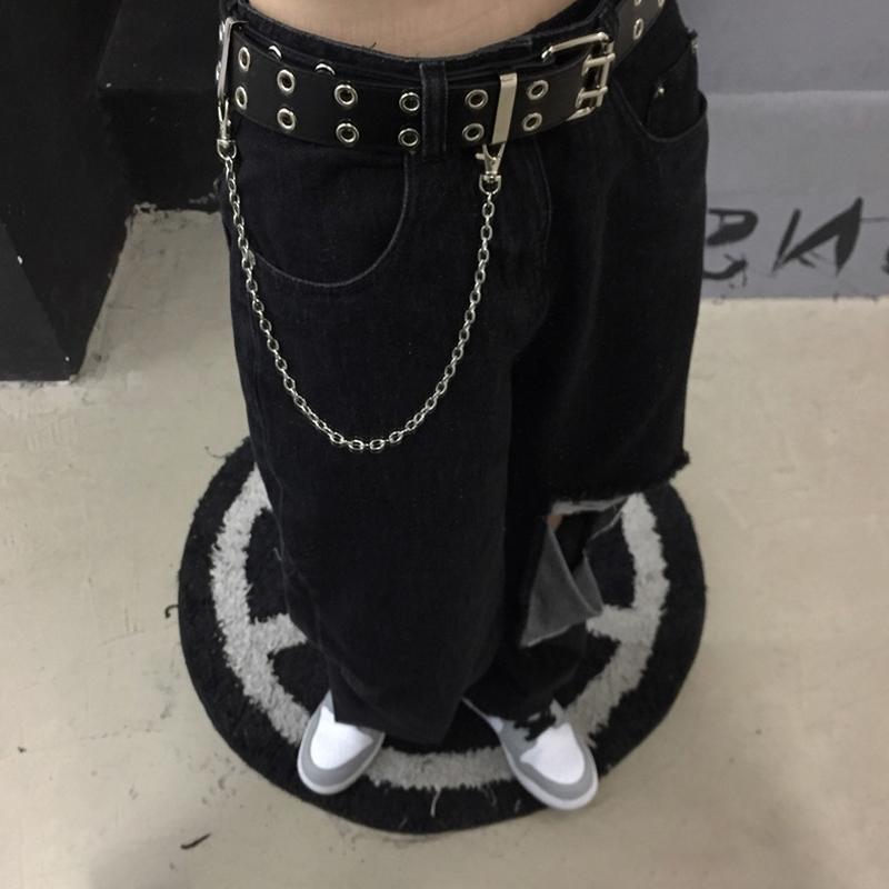 Women Gothic Punk Waist Belt Alloy Chain Design Silver Pin Buckle White Black Blue Waistband Jeans Skirt Waist Belt Girls Gift