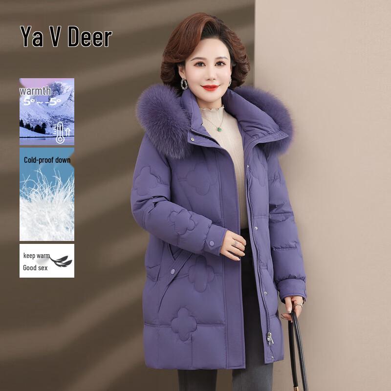 

Женское зимнее пальто средней длины на утином пуху с меховым воротником 4XL