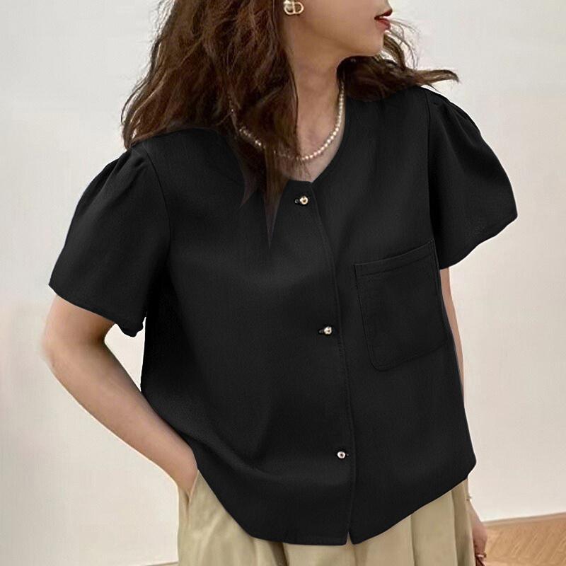 

ZANZEA Women Casual Round Neck Button Short Sleeve Blouse 4XL
