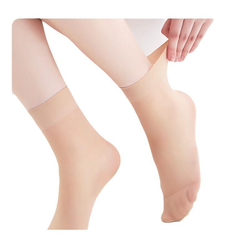 Langsha Women's Core-Spun Silk Nylon Socks - 5 Pairs: Short, Sheer, Black, and Transparent for Summer