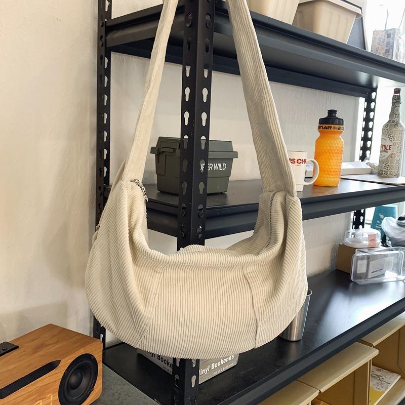 Corduroy Large Capacity Crossbody Bags for Women Vintage Hobos Shoulder Bag Ladies Solid Color Fashi Female Purses Handbags