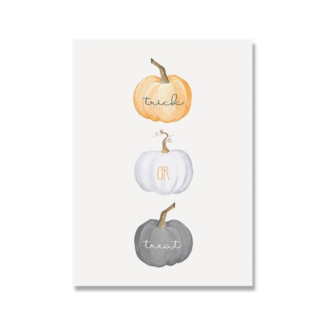 Halloween Canvas Painting Cute Cartoon Ghost Pumpkin Skull Quote Sign Wall Art Poster Print  Picture Kids Living Room Home Decor No Frame