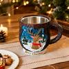 Christmas Tea Cup with Holiday Relief Pattern, Molded Shell, Metal Inner Cup for Gift Use and Winter Table Service