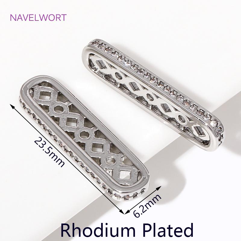18K Gold Plated Inlaid Zircon Multi Strands Spacer Beads Bar,Bracelets Separators Bar,For Jewelry Making Supplies DIY Findings