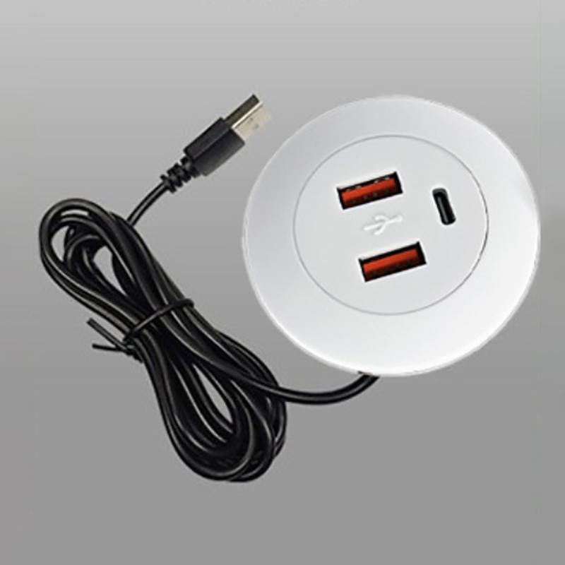 Встраиваемый настольный многопортовый USB2.0 на USB Type-C зарядный разъем удлинитель скрытый кабель быстрой зарядки белый