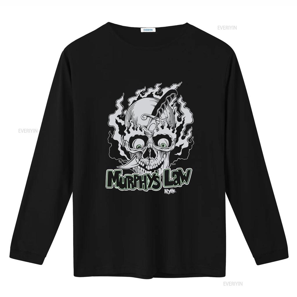 Vintage 90s Murphys Law NYHC Skull T Shirt with Knife and Flame Design Vintage Washed Comfortable Versatile Stretched Fashion