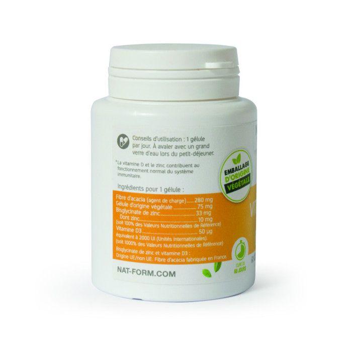 Nat&amp;form vitamine D3 + zinc 60 gélules