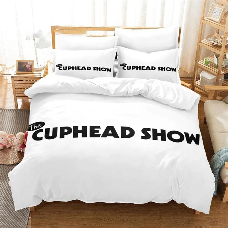 3D Printed Cartoon Cuphead Show Bedding Set,Girls Boys Adult Single Twin Queen Size,Duvet Cover Pillowcase Bedding