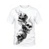 Men's 3D Skull Smoke Print T-shirt Navy Blue Casual Crew Neck Short Sleeve Top Streetwear Gothic Hip Hop Summer Fashion Tops