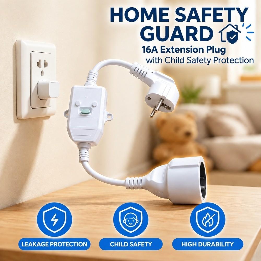 EU Safety RCD Plug 16A 10mA Electric Water Heater Plug Leakage Protection Plug Bathroom Use