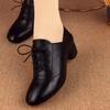 Single shoes women's 2025 new thick heel lace-up black leather shoes are comfortable and versatile, not tired of feet, fashionable casual women's sh