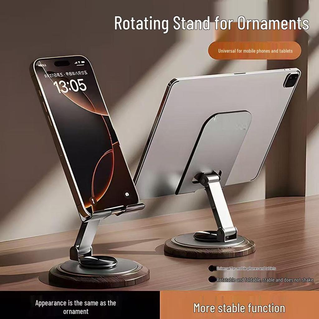 2025 Walnut & Metal Foldable Phone Holder for Desktop - Adjustable, Portable, Perfect for Streaming & Video Watching