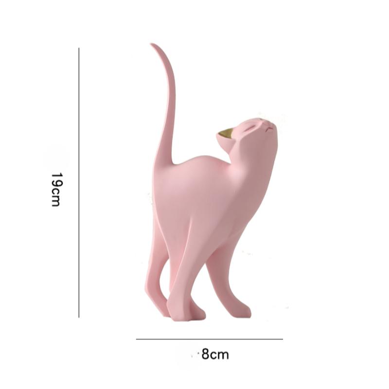 2pcs Pink Cat Statue Geometric Cat Sculpture Animal Statue Art Figurine Modern Home Decorations Animal Figurine Resin Sculpture for Home Office Gift