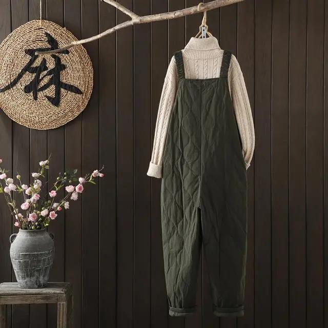Thickened Warm Casual Pants Women's Autumn and Winter Models Loose and Thin Western Style Age-reducing Overalls