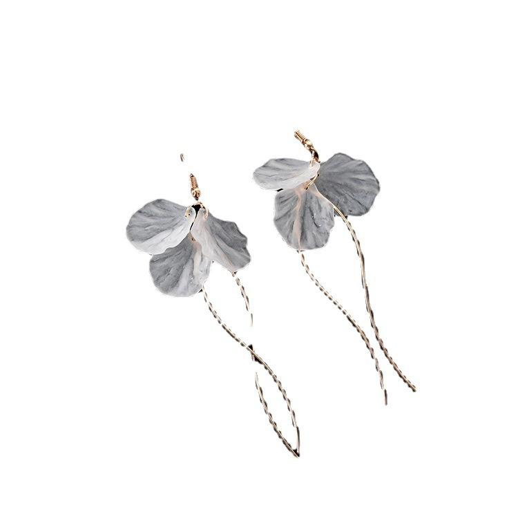 Eternal Petal Fringed Long Earrings, Fashionable Personality Simple White Flower Earrings Earrings