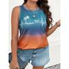 Plus Size Summer Women Elegant 3D Print Vest Vacation Beach Style Shirt Tops Casual Sleeveless Crew Neck Curve Clothing