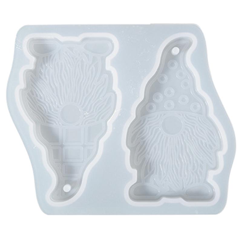 Christmas Santa Silicone Mould Keychain Xmas Tree Hanging Pendant Mold with Hole Luggage Tag Charm Jewelry Making Craft