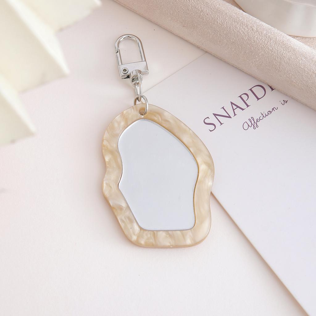 New Irregular Mini Makeup Mirror Keychain Resin Bag Charm Portable Touch-Up Mirror Pendant For Fashion Commute Purse Backpack