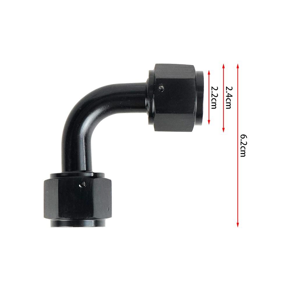 AN4/AN6/AN8/AN10 Unión Hembra a Hembra Recta 0°/45°/90° Grados Adaptadores de Racor Giratorio para Extremo de Manguera Aluminio Anodizado Negro