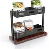 Tea Bag Organizer, 2 Tier Tea Bags Organizer Holdr Holds 50 Teabags, Solid Wood Vertical Tea Storage, Tea Rack for Tea Bags, Countertop, Black