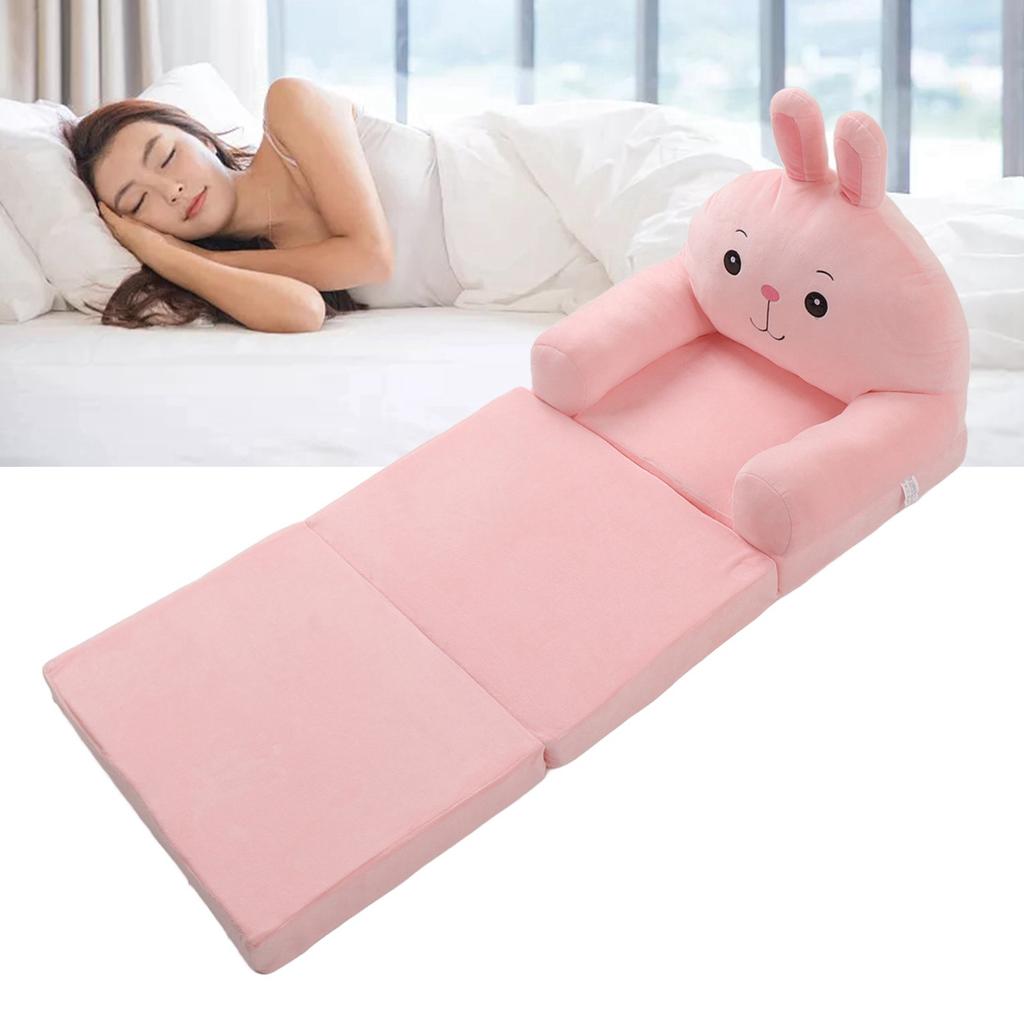 2 In 1 Kids Foldable Sofa Bed Cute Cartoon Backrest Armchair Soft Seat Cushion Plush Back Cushion