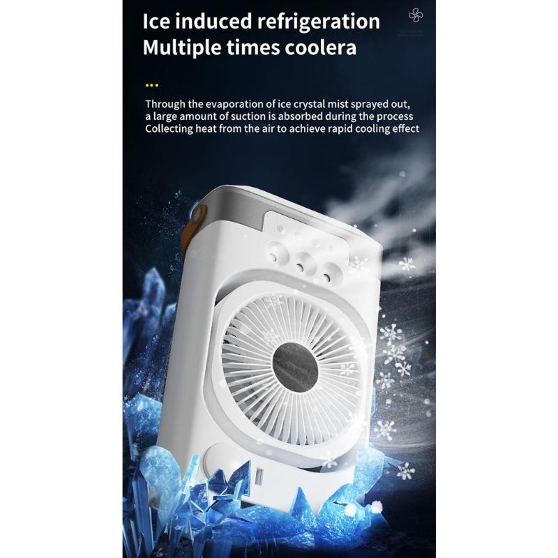 Rechargeable Air Conditioning Portable Desktop Cooling Fan with 3 Speed Suitable for Office and Bedroom Dormitory