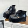 Thick-soled heightening short boots women's new leather Martin boots versatile casual bread shoes