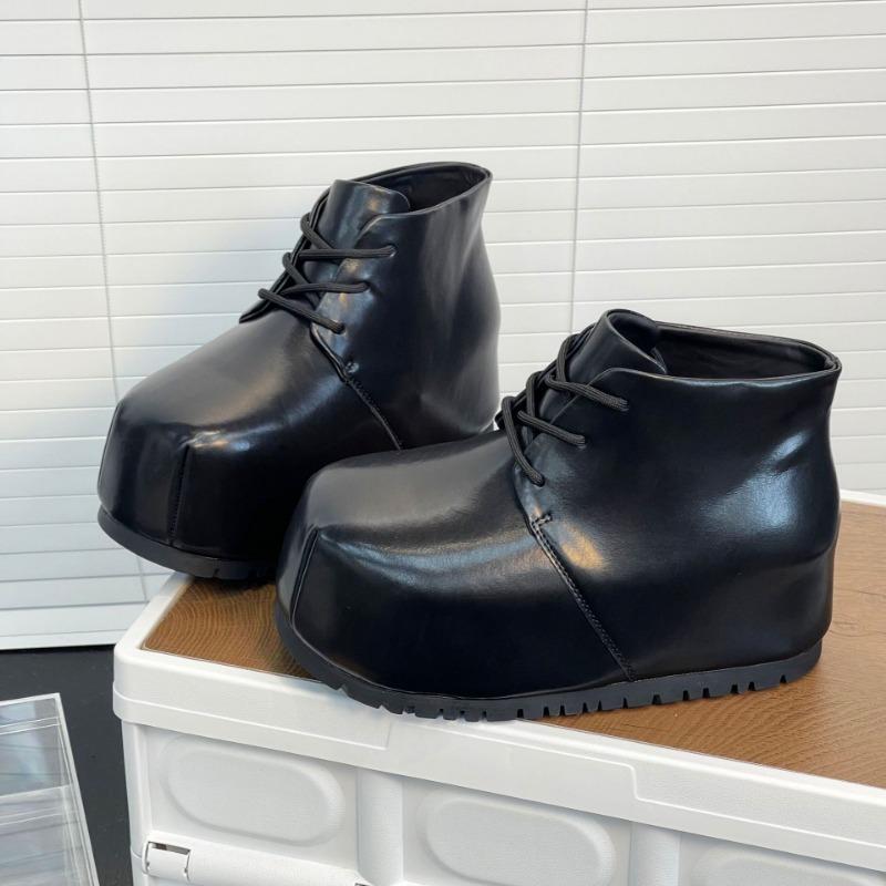 Thick-soled heightening short boots women's new leather Martin boots versatile casual bread shoes