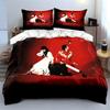 Red and White Retro Artwork Bedding Duvet Cover Set Duvet Cover Pillowcases  (1*Duvet Cover 2*Pillowcases, without duvet insert)