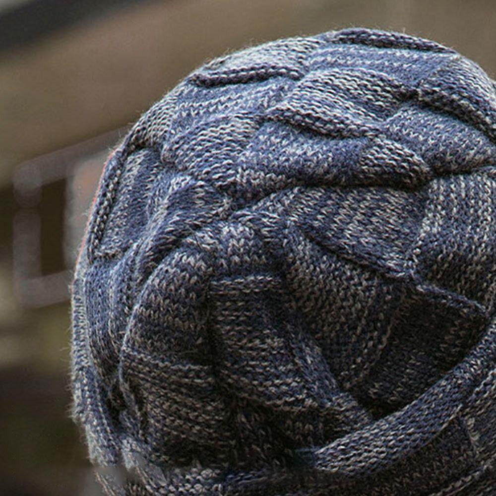 Trendy Winter Men's Beanie Hat Scarf Set Thick Fleece Lined Neck Warmer Skullies Bonnet Warm Ski Cap