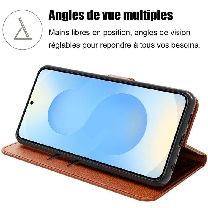 Coque de protection - BOOLING - pour Samsung Galaxy S25 - Cuir synthétique - Antichoc - Marron