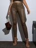 Rose Beauty A Winter Warm Women Pants High Waist Thermal Lined PU Leather Skinny Cropped Trousers