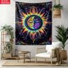 Neon Sun Tapestry Psychedelic Wall Hanging Trippy Aesthetic Art with Third Eye Design for Bedroom Music Festival Decor