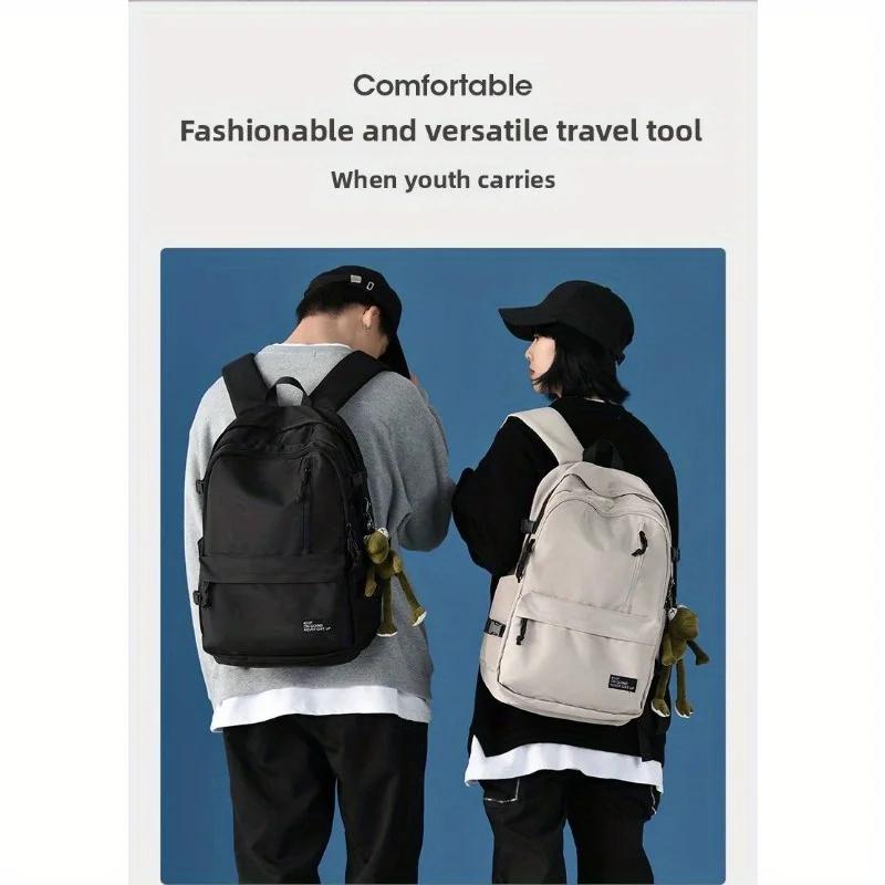 High School Students' Large Capacity Polyester Male Backpack for Couples, Leisure Laptop Bag